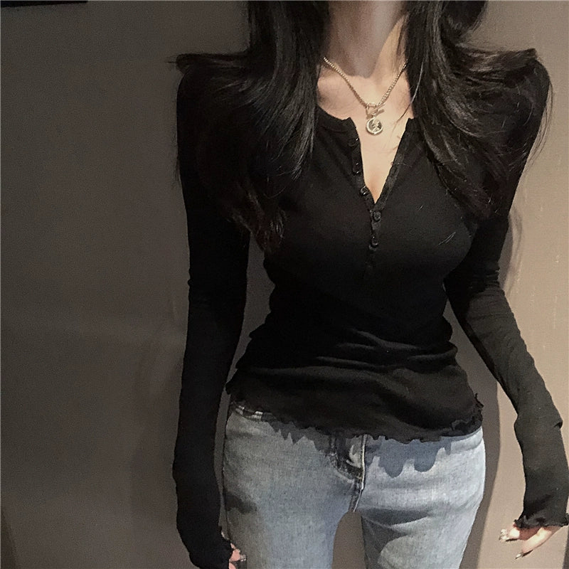 2024 New Arrival Shoulder Fancy Long Sleeves Bottoming Shirt