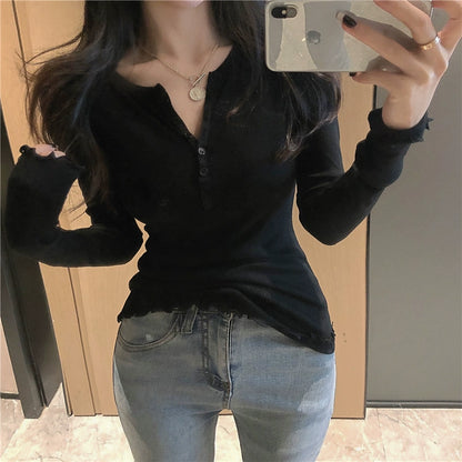 2024 New Arrival Shoulder Fancy Long Sleeves Bottoming Shirt