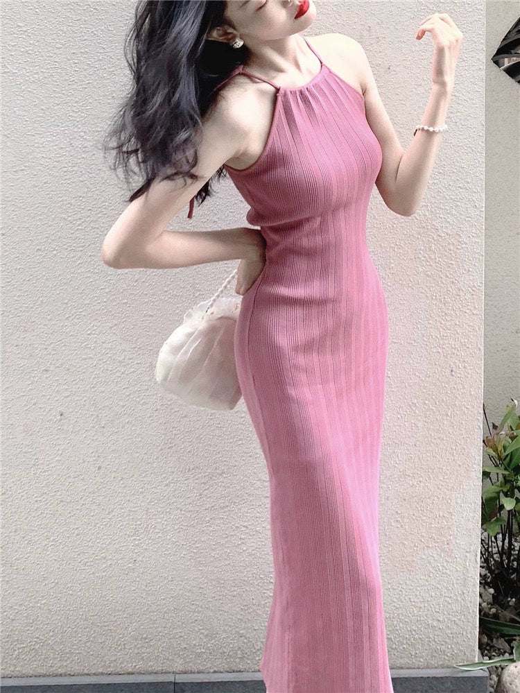 Elegance Ice Silk Dress Skinny Sheath