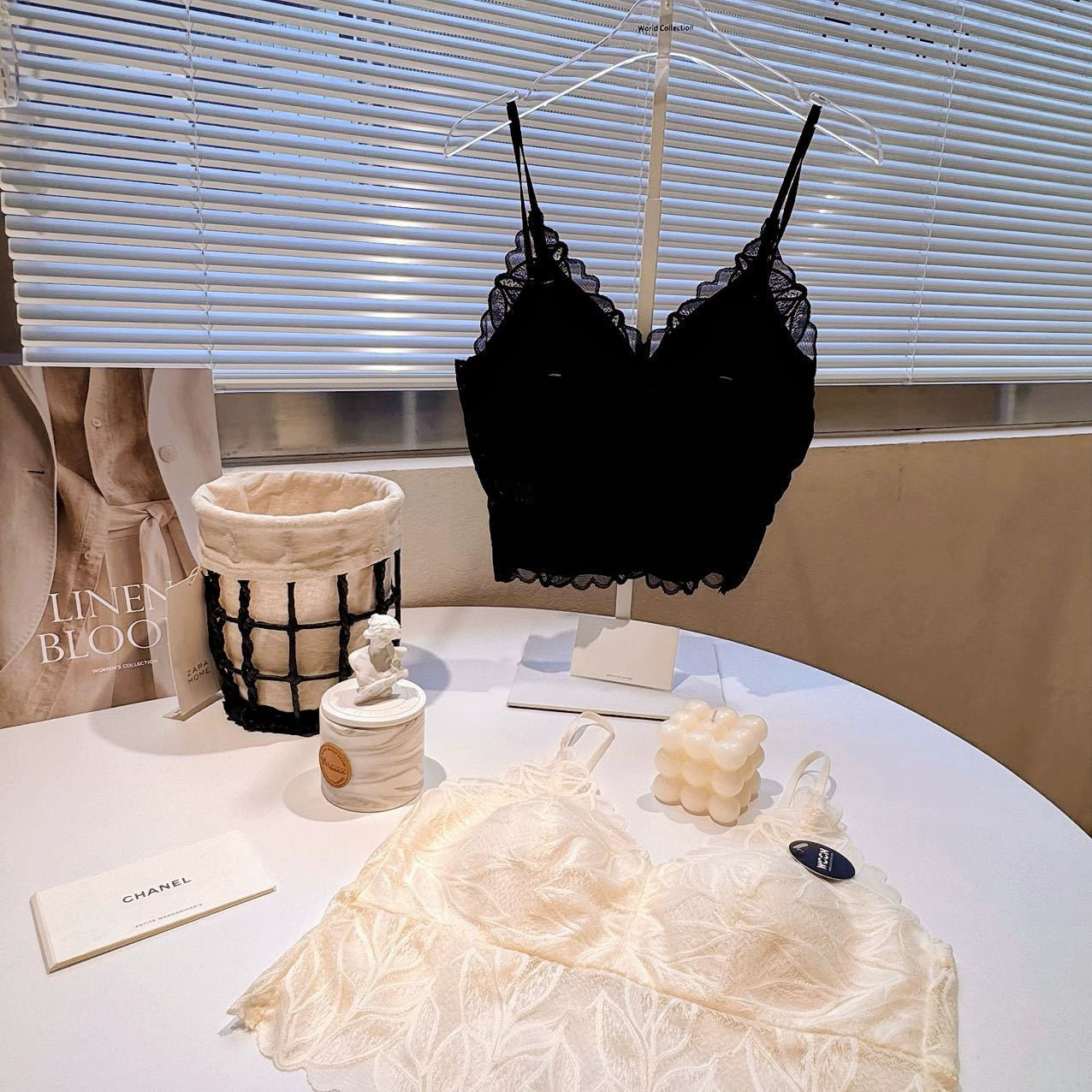 All Year Round Wearable French Style Lace Rabbit Mug Spaghetti Strap Cross Beautiful Back Underwired Bra Fixed Cup Ladies Intimates