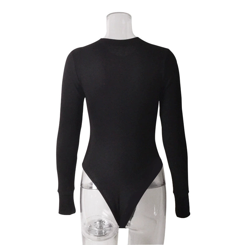 European and American Ins Tight Breasted Long Sleeve Base Bodysuit