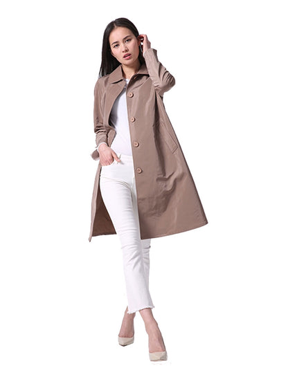 Women's Mid Length Long Length Trench Coat Outwear