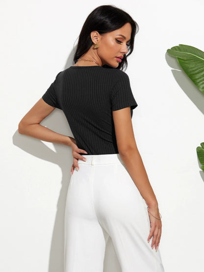 Slim-Fit European and American-Style Short-Sleeve Bodysuit