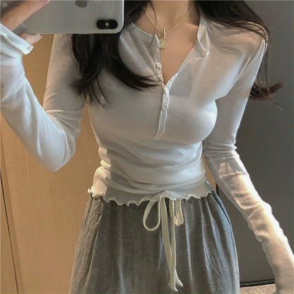 2024 New Arrival Shoulder Fancy Long Sleeves Bottoming Shirt