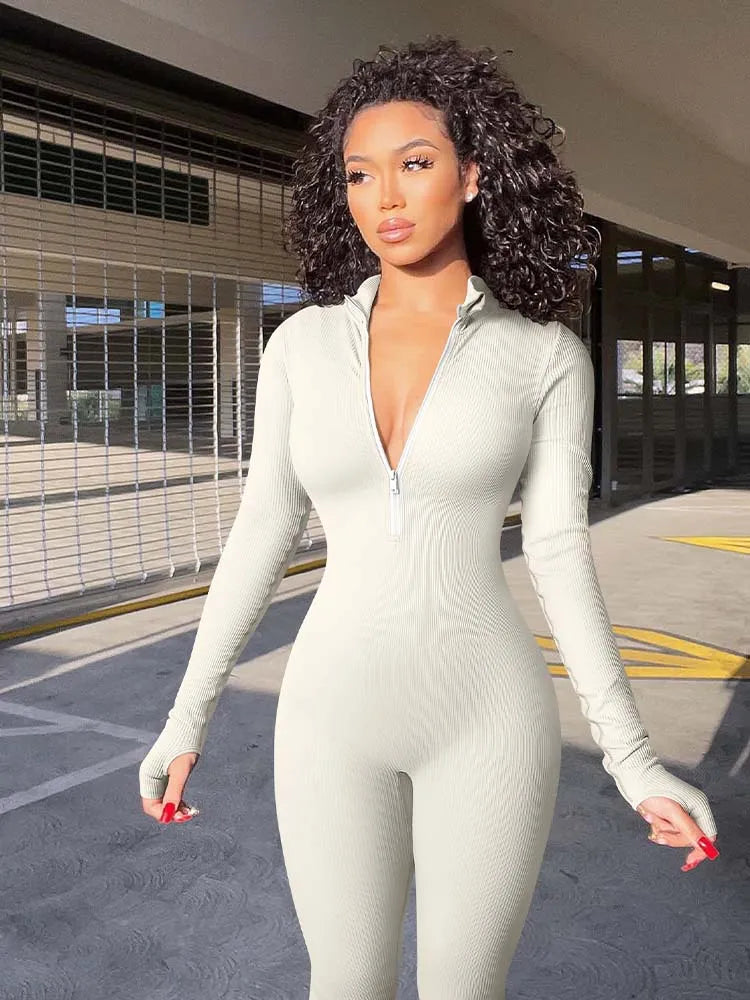 Long Sleeve Panty Wrapped Hip Lifting Casual Fitness Jumpsuits