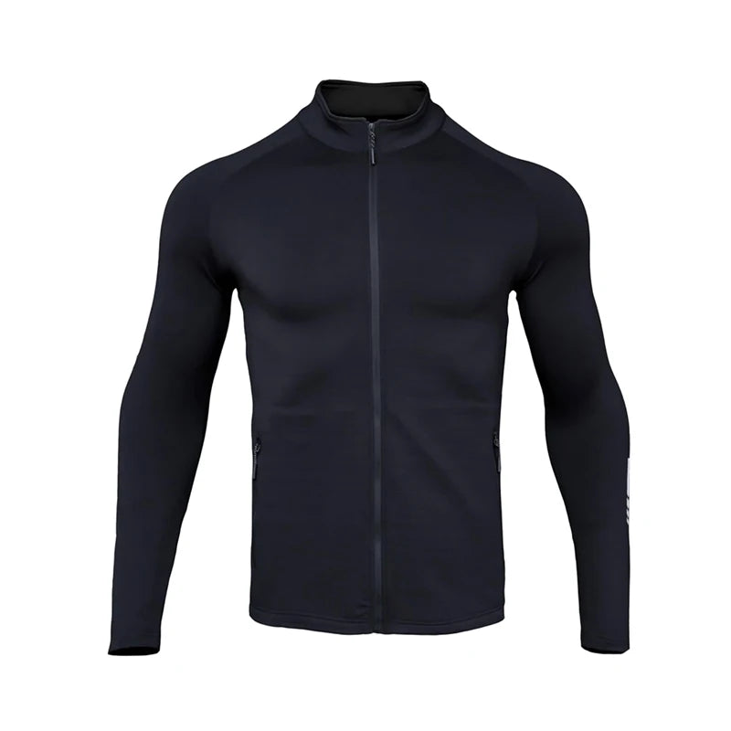 New Winter Autumn Sport Shirt Men Zipper Elastic Quick dry Running Jackets Fitness Gym Sports Clothing Sport Top Mens Sportswear