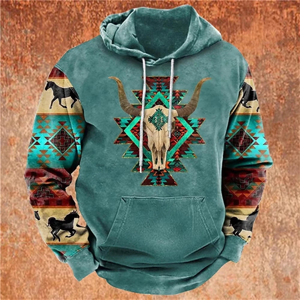 Men's Hoodie Vintage Cowboy 3d Print Hoodie Men Women Fashion Long Sleeve Hoodie Sweatshirt Autumn Winter Oversized Hoodies