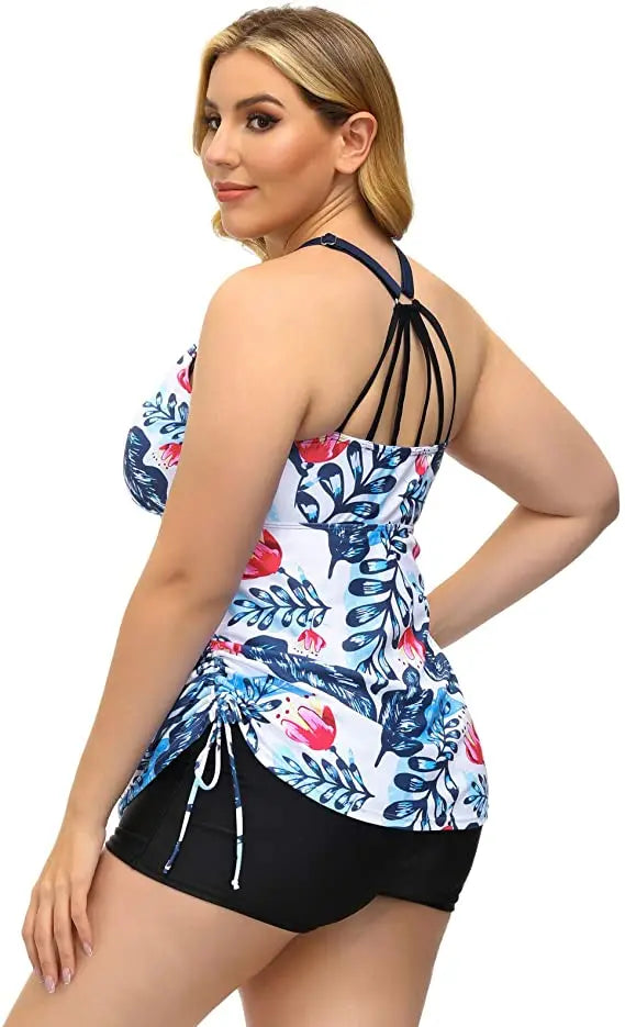 Swimwear Women 2024 New Printed 2 Piece Tankini Swimsuit Tummy Control High Waist Plus Size Women Clothing Sport Bathing Suit