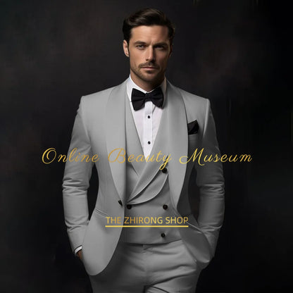 Elegant Hylan color Tuxedo Suit for Men 3 piece set Jacket Vest Pants Classic Attire for Wedding Dating Host Prom Ball Party