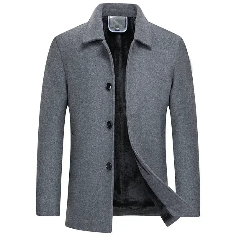 Winter Men Wool Blends Cashmere Trench Coats Man Fleece Warm Winter Coats High Quality Male Business Casual Wool Blends