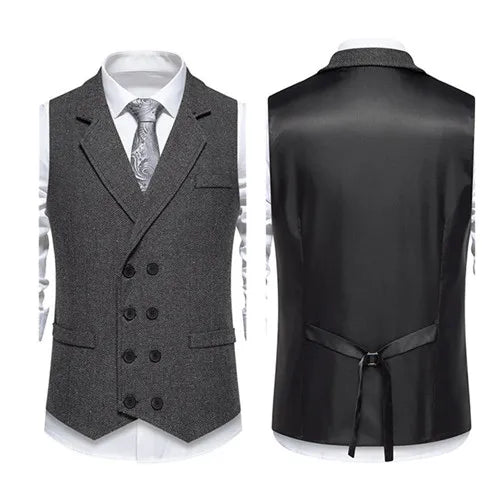 Plaid Striped Vest Men Business Wedding Party Tops Fashion European Style Formal Casual Clothing Homme  Size 3XL-S