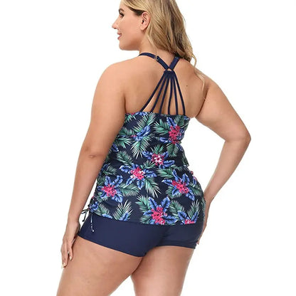 Swimwear Women 2024 New Printed 2 Piece Tankini Swimsuit Tummy Control High Waist Plus Size Women Clothing Sport Bathing Suit