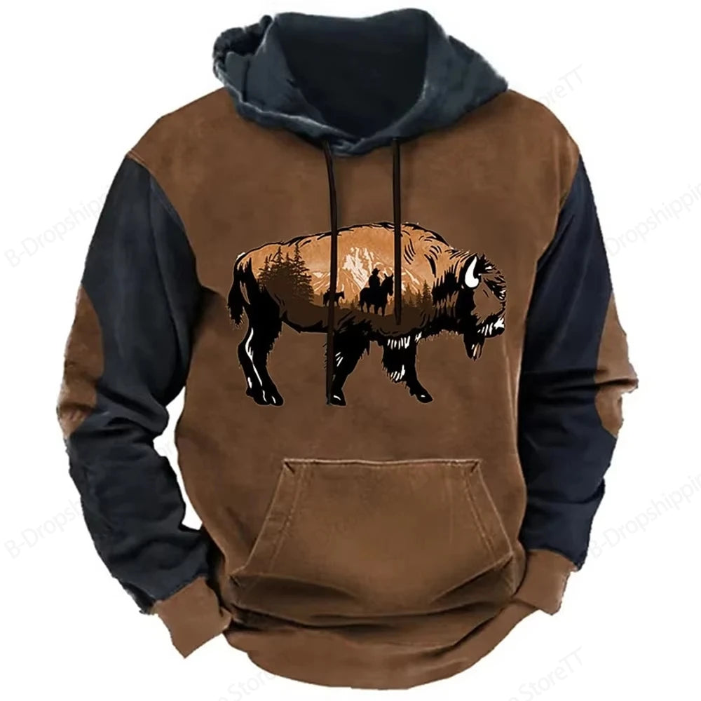 Men's Hoodie Vintage Cowboy 3d Print Hoodie Men Women Fashion Long Sleeve Hoodie Sweatshirt Autumn Winter Oversized Hoodies