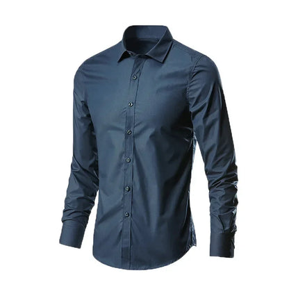 Men's White Shirt Long-sleeved Non-iron Business Professional Work Collared Clothing Casual Suit Button Tops Plus Size S-5XL