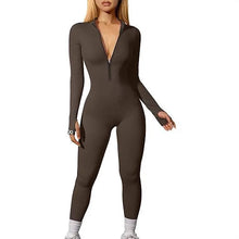 Hot Selling Women's Yoga Jumpsuit Exercise Ribbed Long Sleeved Front Zipper Sports Jumpsuit