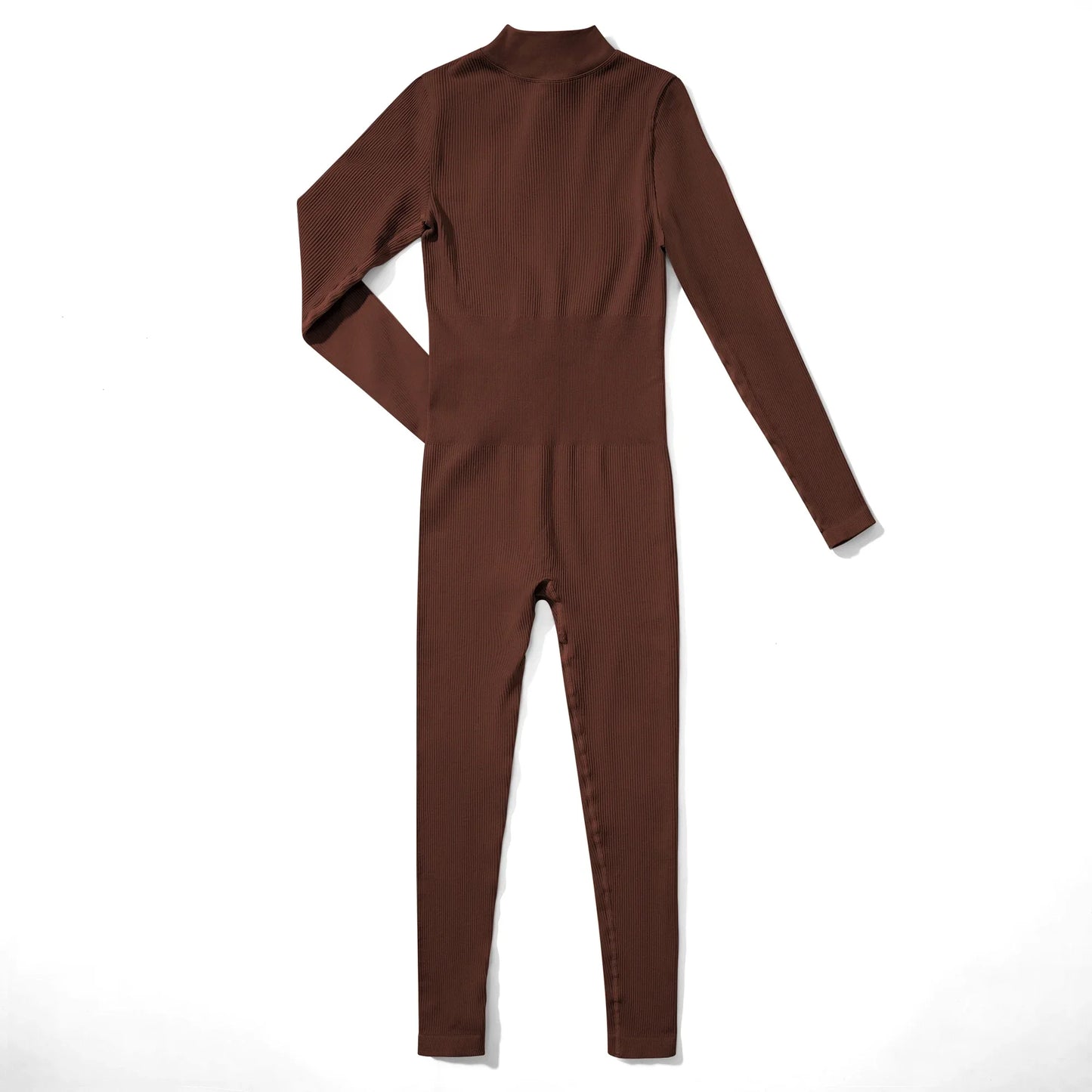 2024 Autumn Bodycon Slim Jumpsuit For Women‘s Clothing Zipper Casual Brown Fitness Rompers Playsuit Activity Streetwear Overall