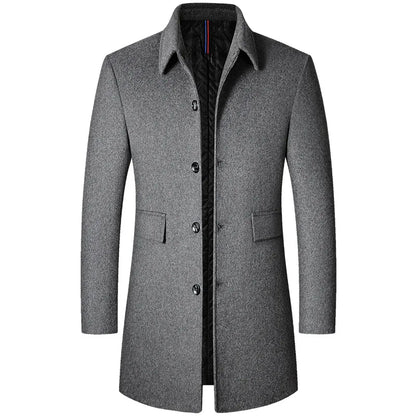 Men Cashmere Wool Blends Trench Coats Long Winter Jackets Autumn Coats Male Business Casual Trench Coats