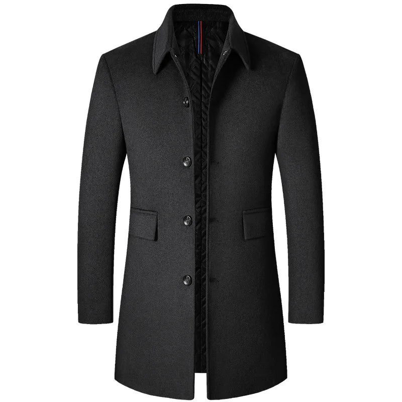 Men Cashmere Wool Blends Trench Coats Long Winter Jackets Autumn Coats Male Business Casual Trench Coats