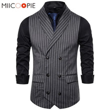 Mens Waistcoat Stripe Plaid Formal Suit Vest Men Fashion Casual Double Breasted Sleeveless Gilet Male Business Formal Vest