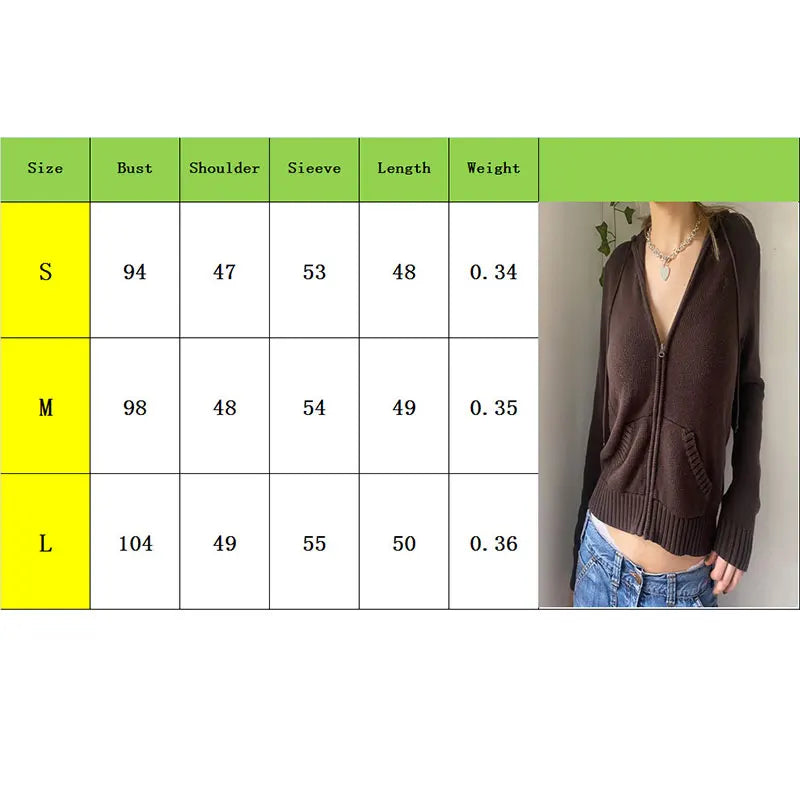 Hooded Sweaters Women  Autumn Winter Zipper Jacket Cardigan Knitted Hoodies