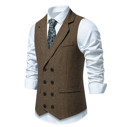 Plaid Striped Vest Men Business Wedding Party Tops Fashion European Style Formal Casual Clothing Homme  Size 3XL-S