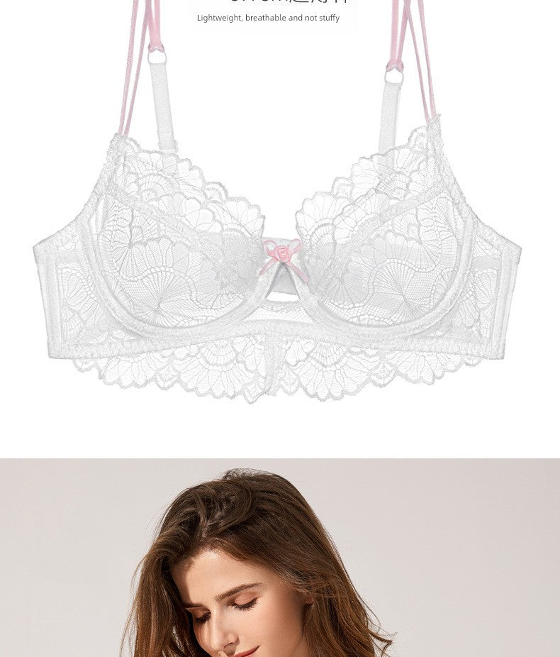 Sexy Intimates French Ultra-Thin Contrast Color Lace Bra Set Natural-looking Plus Size Women's Intimates Summer