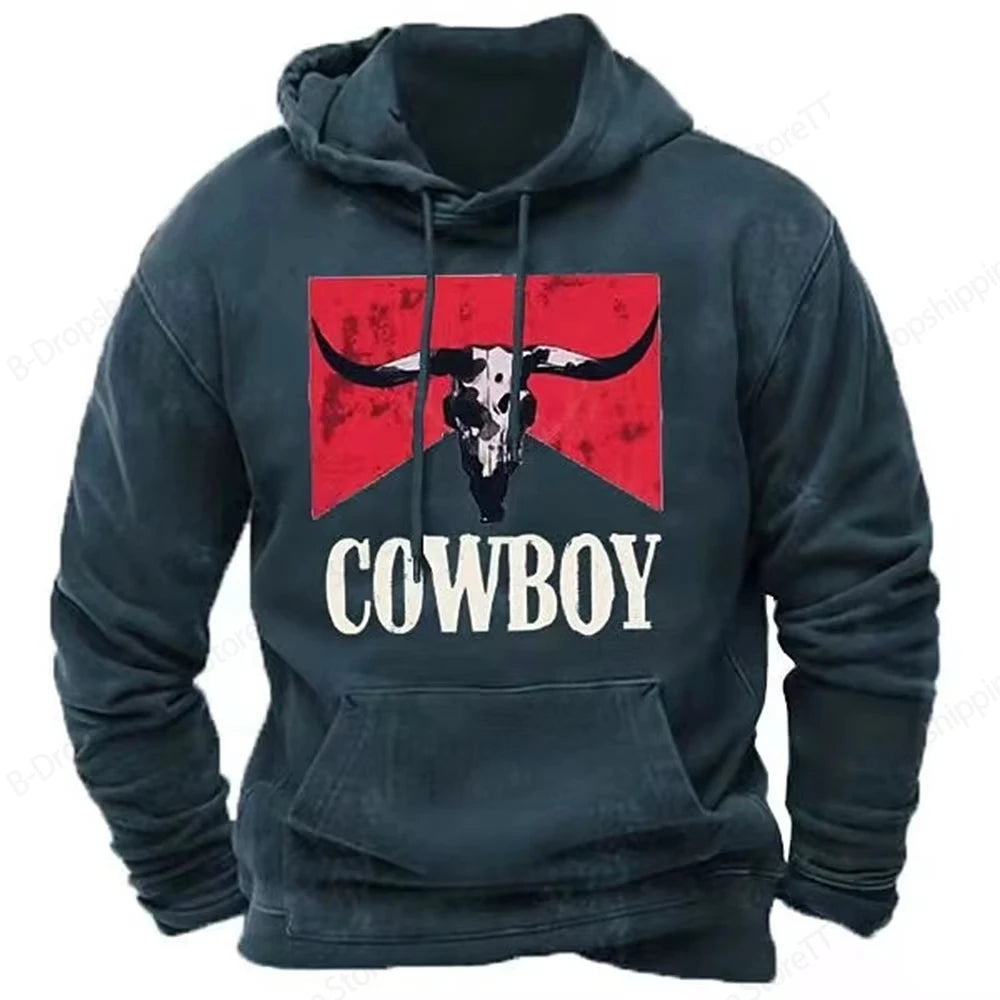 Men's Hoodie Vintage Cowboy 3d Print Hoodie Men Women Fashion Long Sleeve Hoodie Sweatshirt Autumn Winter Oversized Hoodies