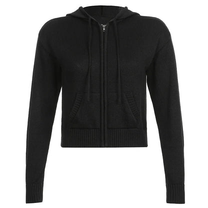 Hooded Sweaters Women  Autumn Winter Zipper Jacket Cardigan Knitted Hoodies