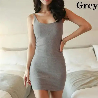 Summer Dress for Women Sexy Backless Basic White Vestidos Sleeveless Slim Vest Classic Dress Strap Solid Party Club Dress