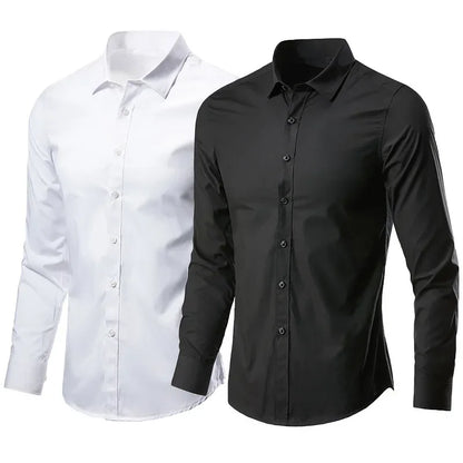 Men's White Shirt Long-sleeved Non-iron Business Professional Work Collared Clothing Casual Suit Button Tops Plus Size S-5XL