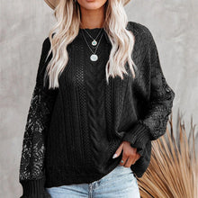 Spring Sweater Casual Soft Crew Neck Hollow O-neck Jumper Fashion Slim Lace Sleeve Knit Sweater Bottom Shirt