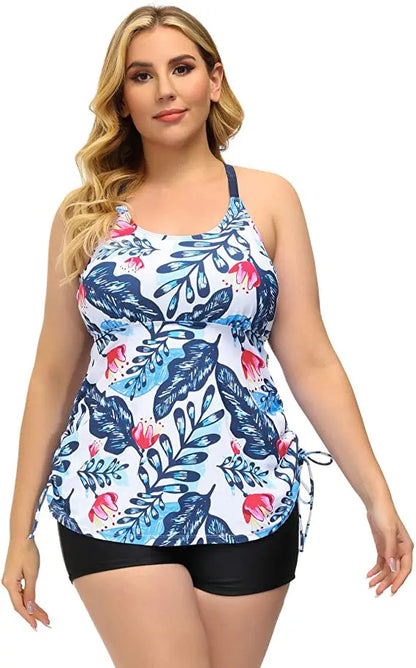 Swimwear Women 2024 New Printed 2 Piece Tankini Swimsuit Tummy Control High Waist Plus Size Women Clothing Sport Bathing Suit