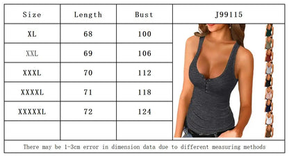 tank top women's summer 2024 newbutton sling with Europe and the United States big-breasted plus size women's  clothing