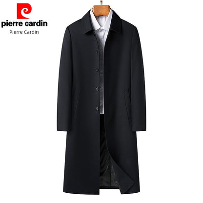 Pierre Cardin Coat Spring Type Middle-Aged Men's Mid-Length Trench Coat Autumn Clothing Thin Men's Long Type Tops