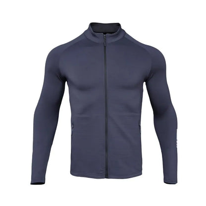 New Winter Autumn Sport Shirt Men Zipper Elastic Quick dry Running Jackets Fitness Gym Sports Clothing Sport Top Mens Sportswear