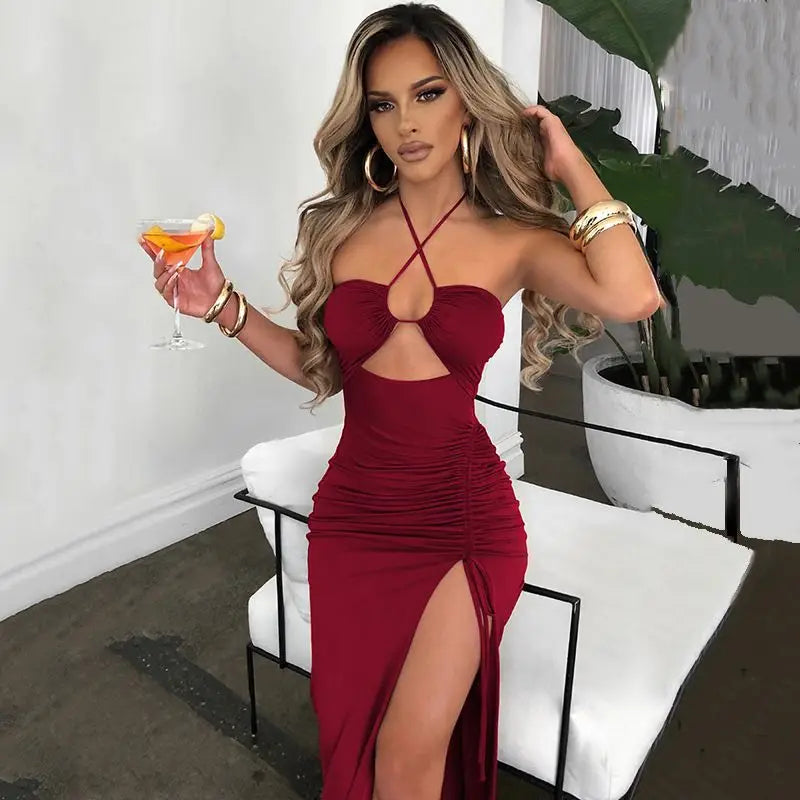 Women Sleeveless Backless Sexy Midi Dress Bodycon Sexy Streetwear Party Club Elegant Fashion Streetwear  Clothes