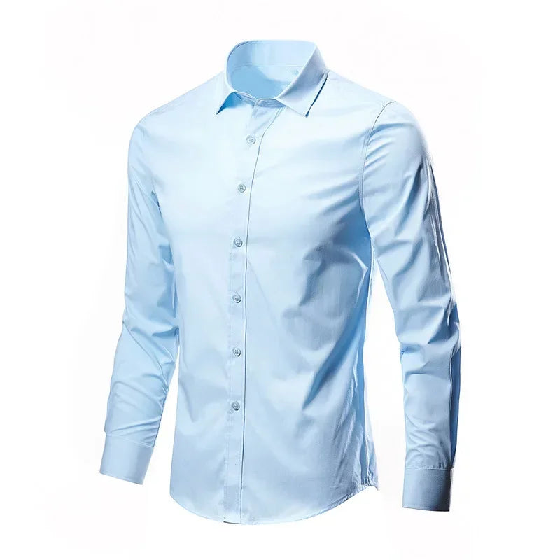 Men's White Shirt Long-sleeved Non-iron Business Professional Work Collared Clothing Casual Suit Button Tops Plus Size S-5XL