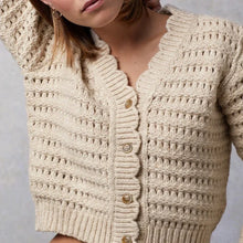 New Style Texture Wool Blended Hollow Hook Weaving V-neck Long Sleeve Buckle Knitted Sweater