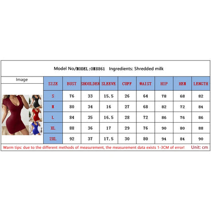 Women's  Fashion Solid Color Sexy Dress Tight Collection Hip Short Sleeved Slim Evening Party Dress