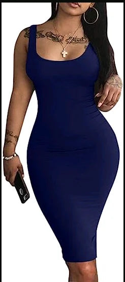 Summer Sexy Tank Top Dress Plus Size Women's Sleeveless midi Dress