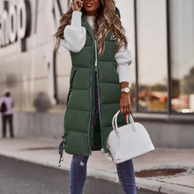 Women's New Green Sleeveless Warm Jacket Vest Fashion Thicken Puffy Hooded Puffer Jacket 2025 Spring Womens Coat Streetwear