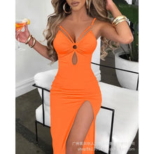 Summer Sexy Dress Women Sleeveless Spaghetti Strap Bodycon Dress Jacquard Fabric Sling Hollow Party Dresses