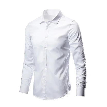 Men's White Shirt Long-sleeved Non-iron Business Professional Work Collared Clothing Casual Suit Button Tops Plus Size S-5XL