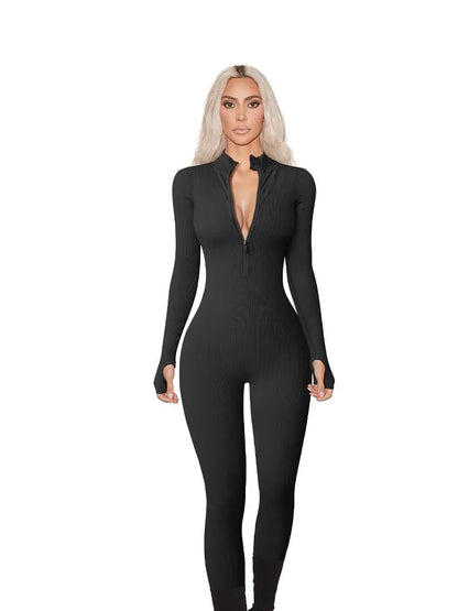 Long Sleeve Panty Wrapped Hip Lifting Casual Fitness Jumpsuits