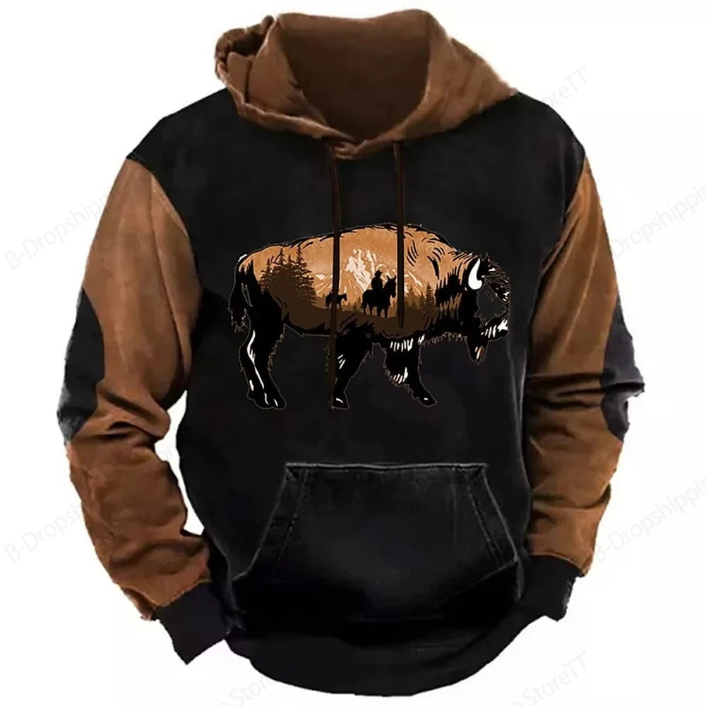 Men's Hoodie Vintage Cowboy 3d Print Hoodie Men Women Fashion Long Sleeve Hoodie Sweatshirt Autumn Winter Oversized Hoodies