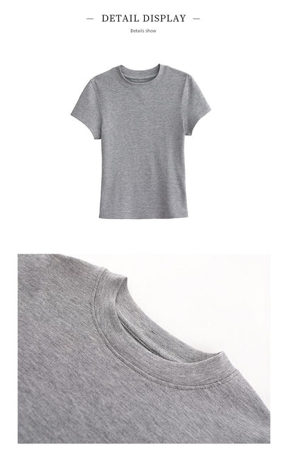 Three-Color Slim Shoulder T-shirt Fashion Tops