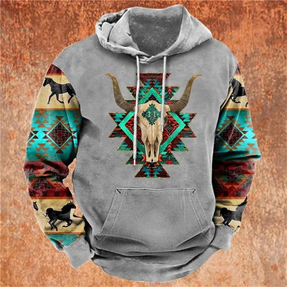 Men's Hoodie Vintage Cowboy 3d Print Hoodie Men Women Fashion Long Sleeve Hoodie Sweatshirt Autumn Winter Oversized Hoodies