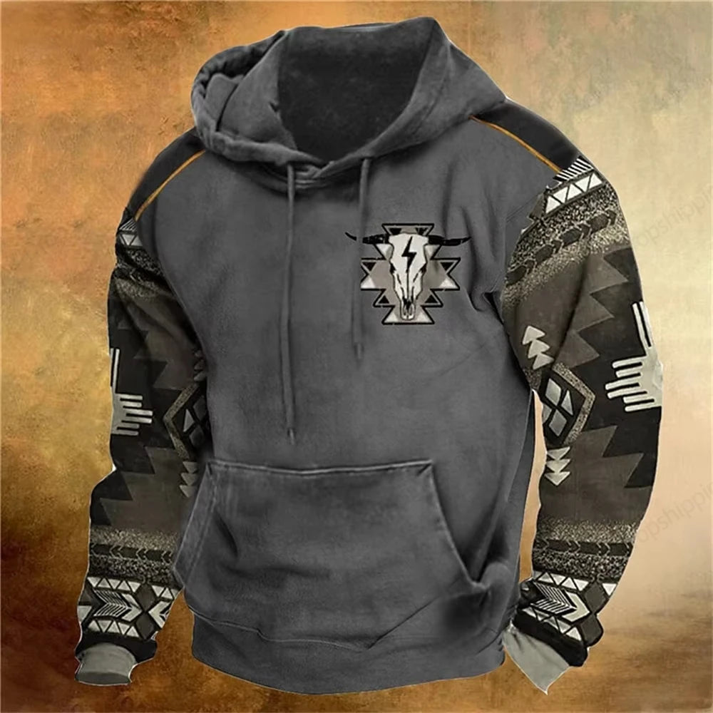 Men's Hoodie Vintage Cowboy 3d Print Hoodie Men Women Fashion Long Sleeve Hoodie Sweatshirt Autumn Winter Oversized Hoodies