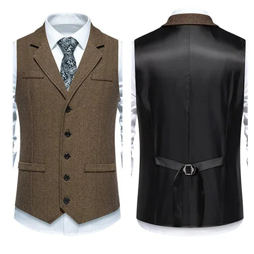 Plaid Striped Vest Men Business Wedding Party Tops Fashion European Style Formal Casual Clothing Homme  Size 3XL-S