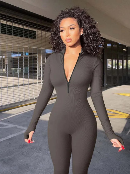 Long Sleeve Panty Wrapped Hip Lifting Casual Fitness Jumpsuits